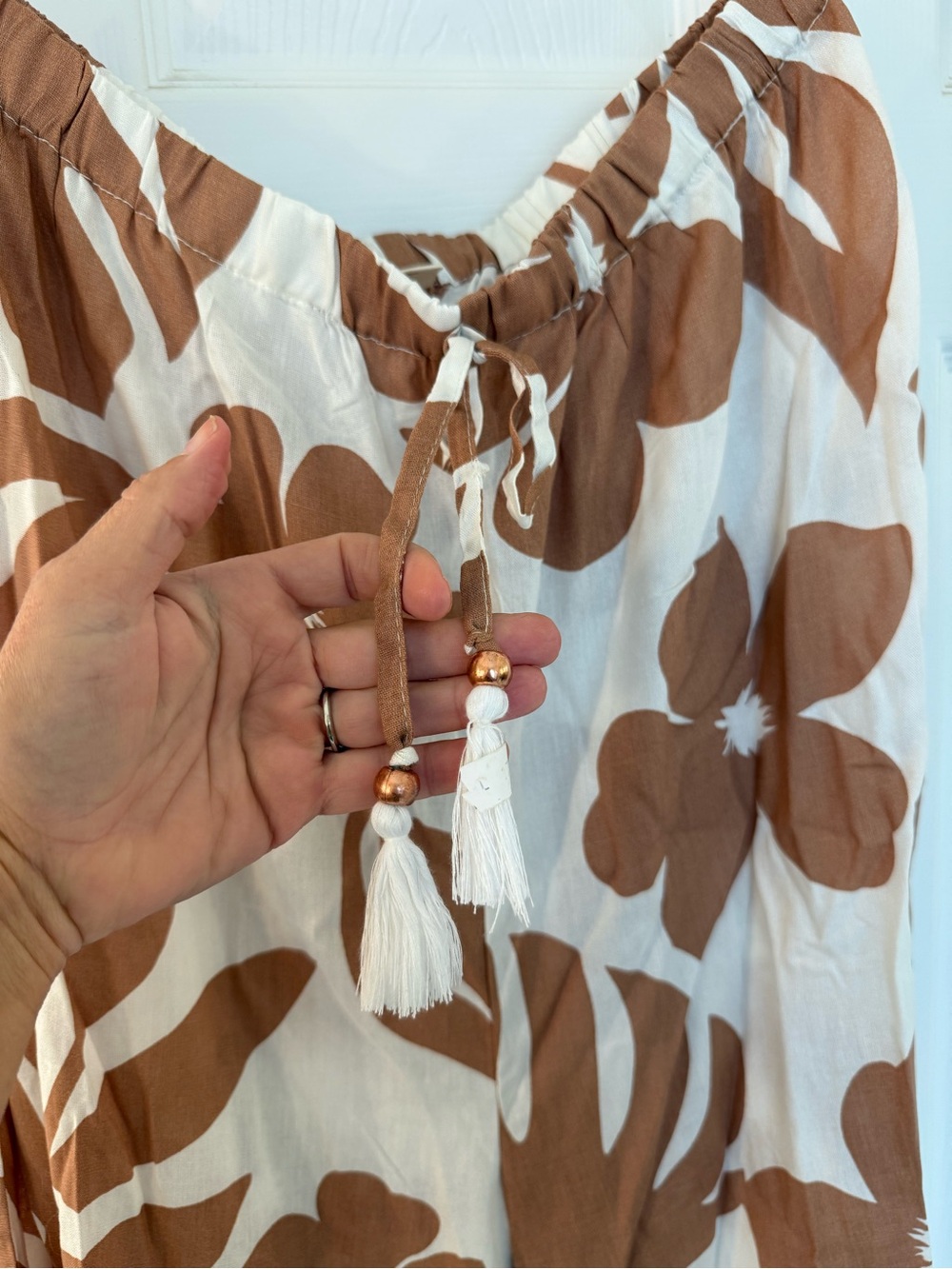 Two-Piece Floral Print Pants Set - Brown/White - Picture 7 of 7